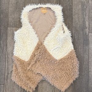 Takara Cream and Tan Fuzzy Vest